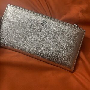 Tory Burch Silver Textured Clutch
